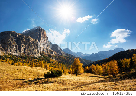 Incredible autumn view at Italian Dolomite Alps Incredible autumn view at Italian Dolomite Alps 106134393