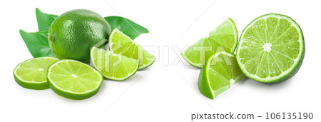 lime with half isolated on white background lime with half isolated on white background 106135190