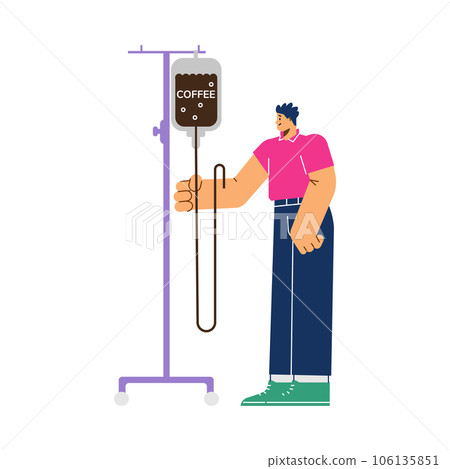 Happy young man holding dripper with coffee flat style, vector illustration 106135851