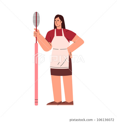 Cosmetologist or makeup artist with eyelash brush, vector illustration isolated. Cosmetologist or makeup artist with eyelash brush, vector illustration isolated. 106136072