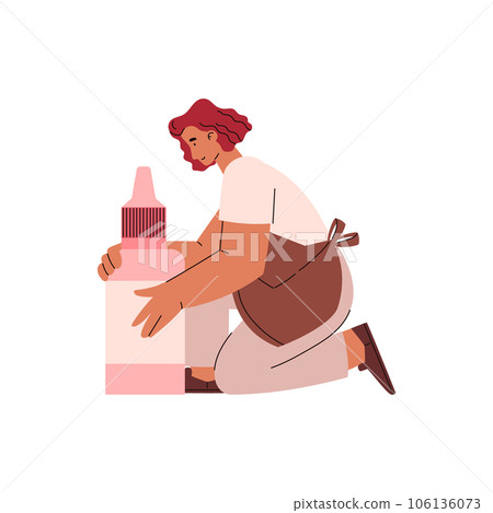 Cosmetologist with glue for eyelash extension flat vector illustration isolated. 106136073