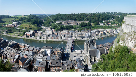 Dinant over Meuse river. Belgian province of Liege, Belgium Dinant over Meuse river. Belgian province of Liege, Belgium 106136085
