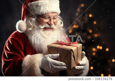 Heartwarming Moments Santa Claus Giving a Gift with Love and Cheer. created with Generative AI 106136278
