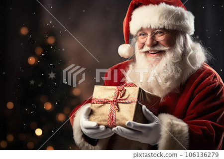 Heartwarming Moments Santa Claus Giving a Gift with Love and Cheer. created with Generative AI 106136279