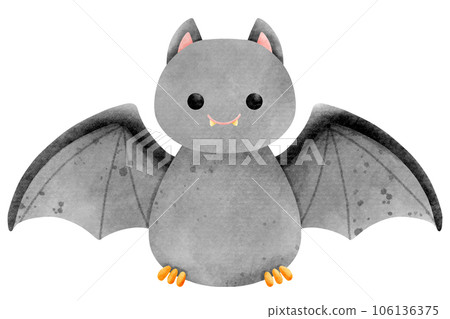 Isolated cute spooky gray bat watercolor style in transparent background 106136375