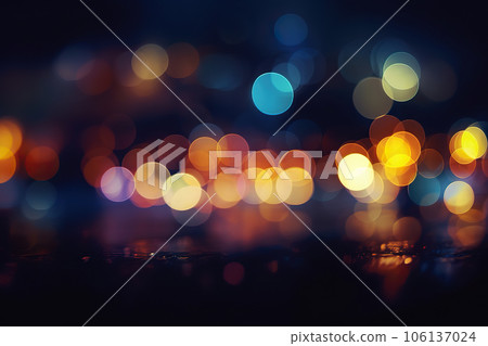Dreamy Night Glow Colorful Defocused Bokeh Lights in Blur Background. created with Generative AI Dreamy Night Glow Colorful Defocused Bokeh Lights in Blur Background. created with Generative AI 106137024