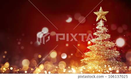 Radiant Festive Delight Golden and Silver Lights with Christmas Tree on Red Background, Perfect for Merry Xmas Greetings and Elegant Holiday Season Messages. created with Generative AI Radiant Festive Delight Golden and Silver Lights with Christmas Tree on Red Background, Perfect for Merry Xmas Greetings and Elegant Holiday Season Messages. created with Generative AI 106137025