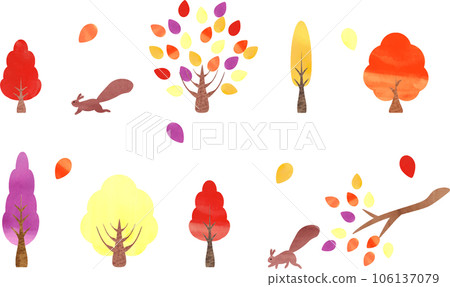 秋天的樹葉樹插圖集 106137079