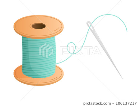 Spool of thread and sewing needle. Isolated vector illustration 106137217