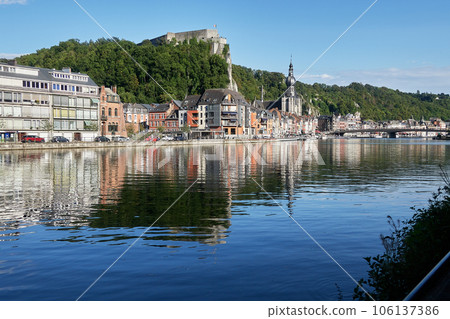 Dinant over Meuse river. Belgian province of Liege, Belgium 106137386