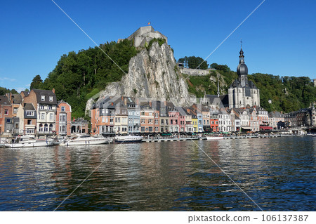 Dinant over Meuse river. Belgian province of Liege, Belgium 106137387