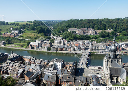 Dinant over Meuse river. Belgian province of Liege, Belgium 106137389