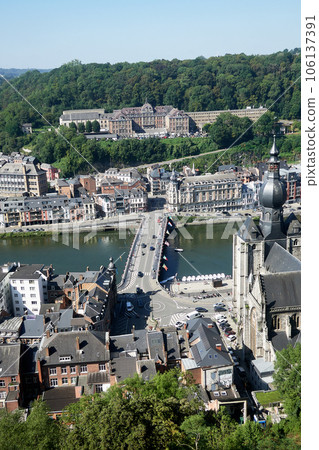 Dinant over Meuse river. Belgian province of Liege, Belgium 106137391