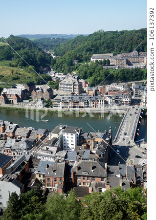 Dinant over Meuse river. Belgian province of Liege, Belgium 106137392