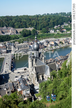 Dinant over Meuse river. Belgian province of Liege, Belgium 106137393