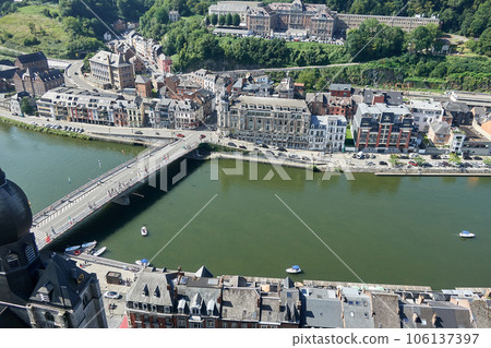 Dinant over Meuse river. Belgian province of Liege, Belgium 106137397