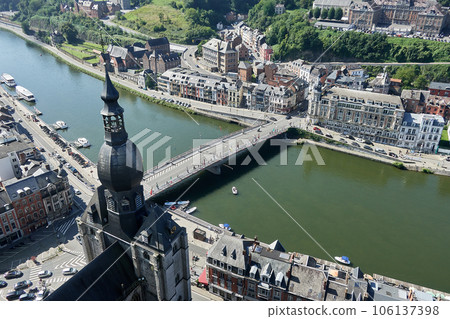 Dinant over Meuse river. Belgian province of Liege, Belgium 106137398