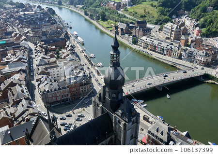 Dinant over Meuse river. Belgian province of Liege, Belgium 106137399
