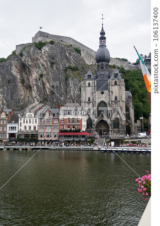 Dinant over Meuse river. Belgian province of Liege, Belgium 106137400