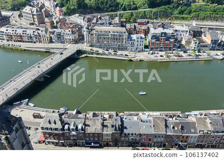 Dinant over Meuse river. Belgian province of Liege, Belgium 106137402