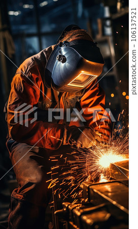 Welder welds steel 106137521