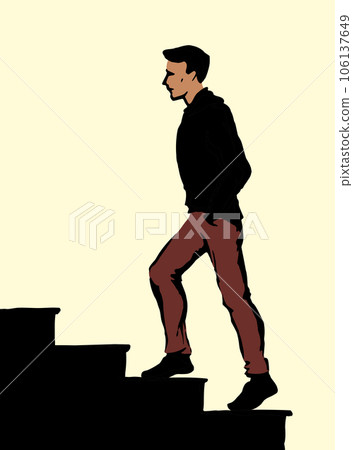 Vector drawing. Man rise up on stais Vector drawing. Man rise up on stais 106137649