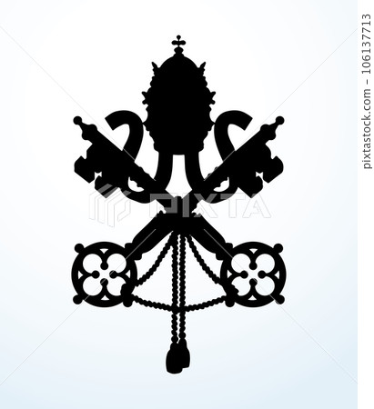 Coat of arm from the flag of Vatican. Vector drawing sign Coat of arm from the flag of Vatican. Vector drawing sign 106137713