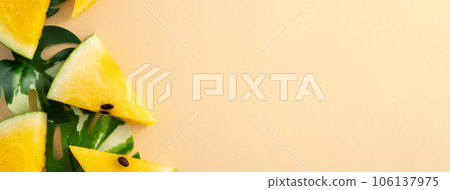 西瓜 小玉 黃色 頂視圖 圖案 Yellow watermelon スイカ 黄色 黄西瓜 黄肉西瓜 西瓜 小玉 黃色 頂視圖 圖案 Yellow watermelon スイカ 黄色 黄西瓜 黄肉西瓜 106137975
