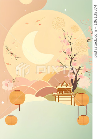 charming mid autumn festival flyer with a soft color solid background 106138374
