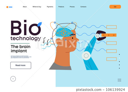 Bio Technology, Brain implant, Neural upgrade -modern flat vector concept illustration of brain implant, integration, enhanced cognitive abilities. Pushing boundaries of potential, neural upgrades Bio Technology, Brain implant, Neural upgrade -modern flat vector concept illustration of brain implant, integration, enhanced cognitive abilities. Pushing boundaries of potential, neural upgrades 106139924