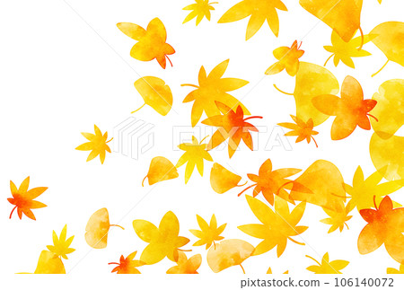 Background material _ watercolor _ autumn leaves _ white background 106140072