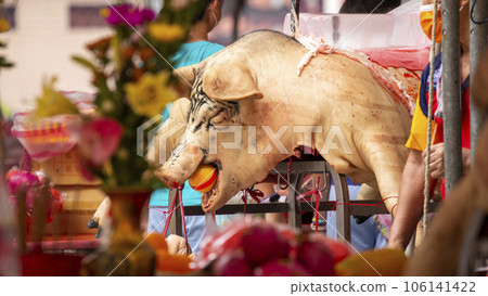 中國鬼節福都宗教祭祀大女神中國鬼節普渡宗教祭祀大神豬 106141422