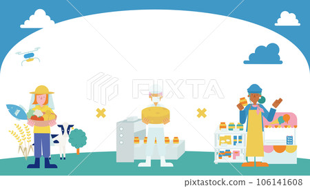 A single illustration (flat) summarizing people engaged in the sixth industry 106141608