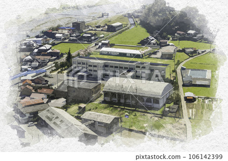 鳥取縣鳥取市鳥取市立河原第一小學水彩風格河原城 鳥取縣鳥取市鳥取市立河原第一小學水彩風格河原城 106142399