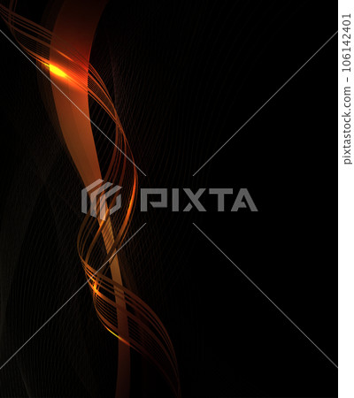 Isolated wave of a golden hue with a fine mesh texture on a black background 106142401