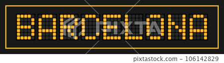 Orange color led banner in word barcelona on black background 106142829