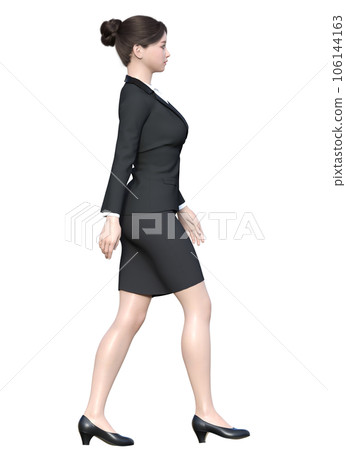 3D illustration of a career woman taking her first steps in walking 106144163