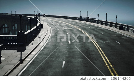 empty bridge fragment near the mountains 106144205