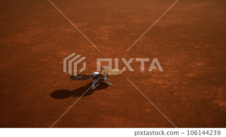 Insight Mars exploring the surface of red planet. Elements furnished by NASA. 106144239
