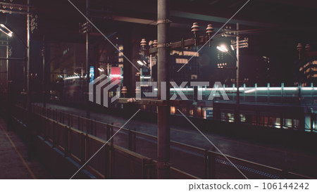 night scene of japan city with neon lights 106144242