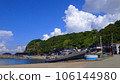 Ezumi Village, Sado, a summer fishing village lined with boats 106144980