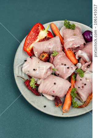 Raw pork meat, steaks. Raw pork meat, steaks. 106145017