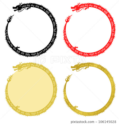 Circular dragon silhouette frame set 106145028