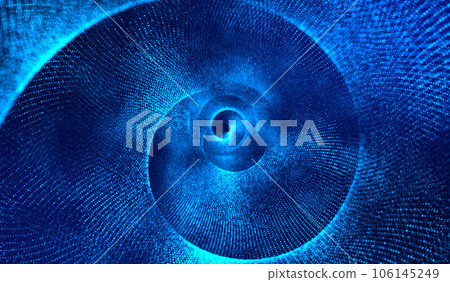 3D abstract digital technology blue light particles on blue background. 106145249