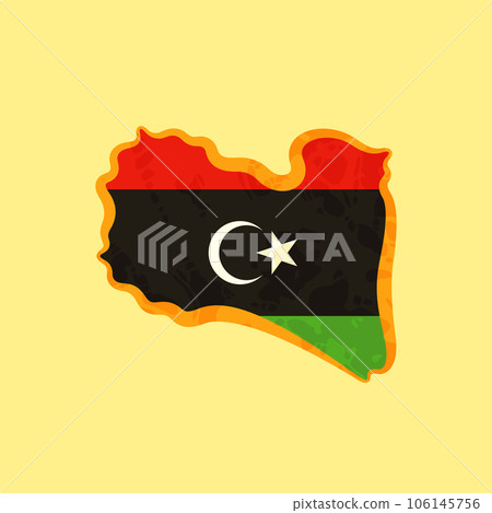 Libya - Map colored with the flag Libya - Map colored with the flag 106145756