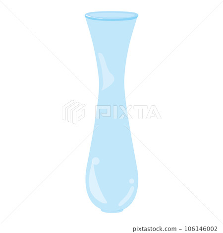 Cute transparent blue glass flower vase, jar. Isolated on white background, flat design, EPS10 vector Cute transparent blue glass flower vase, jar. Isolated on white background, flat design, EPS10 vector 106146002