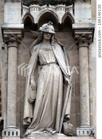 Allegories, The Synagogue, Notre Dame Cathedral, Paris, UNESCO World Heritage Site in Paris, France Allegories, The Synagogue, Notre Dame Cathedral, Paris, UNESCO World Heritage Site in Paris, France 106146130