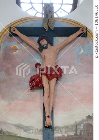 Crucifix in the Church of Assumption of the Virgin Mary in Pokupsko, Croatia 106146310