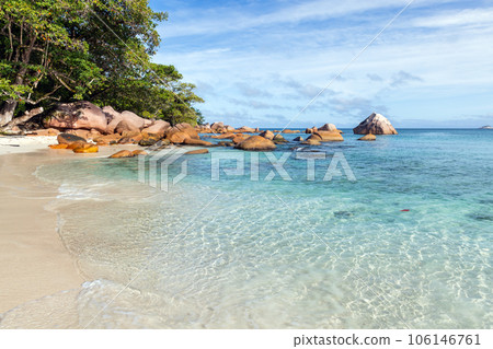 Anse Lazio beach at Praslin island, Seychelles Anse Lazio beach at Praslin island, Seychelles 106146761