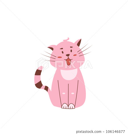 Cute smile cat. Funny kitten. Pet animal isolated on white background 106146877